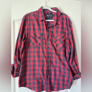 American Rag blue red Buffalo plaid button up casual shirt - M